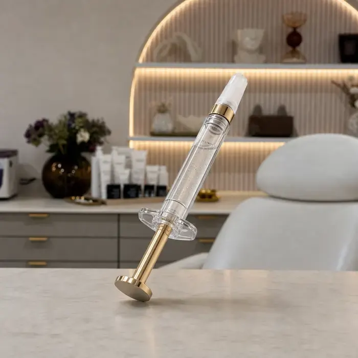 Anti-wrinkle injection vial and syringe