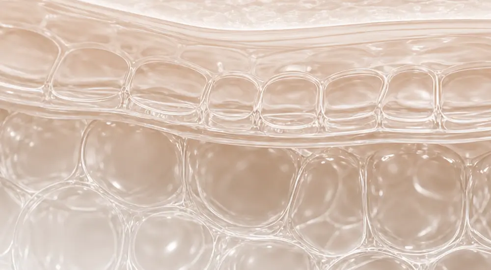Renewed, calm skin structure