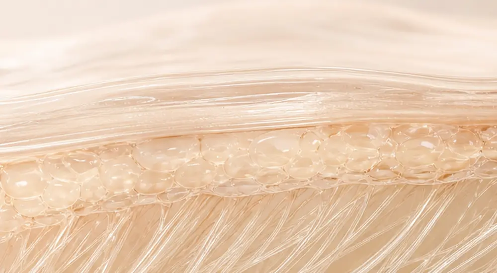 Collagen laid down along the thread path