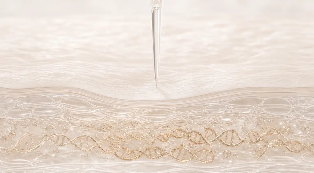 Polynucleotide chains placed into the skin